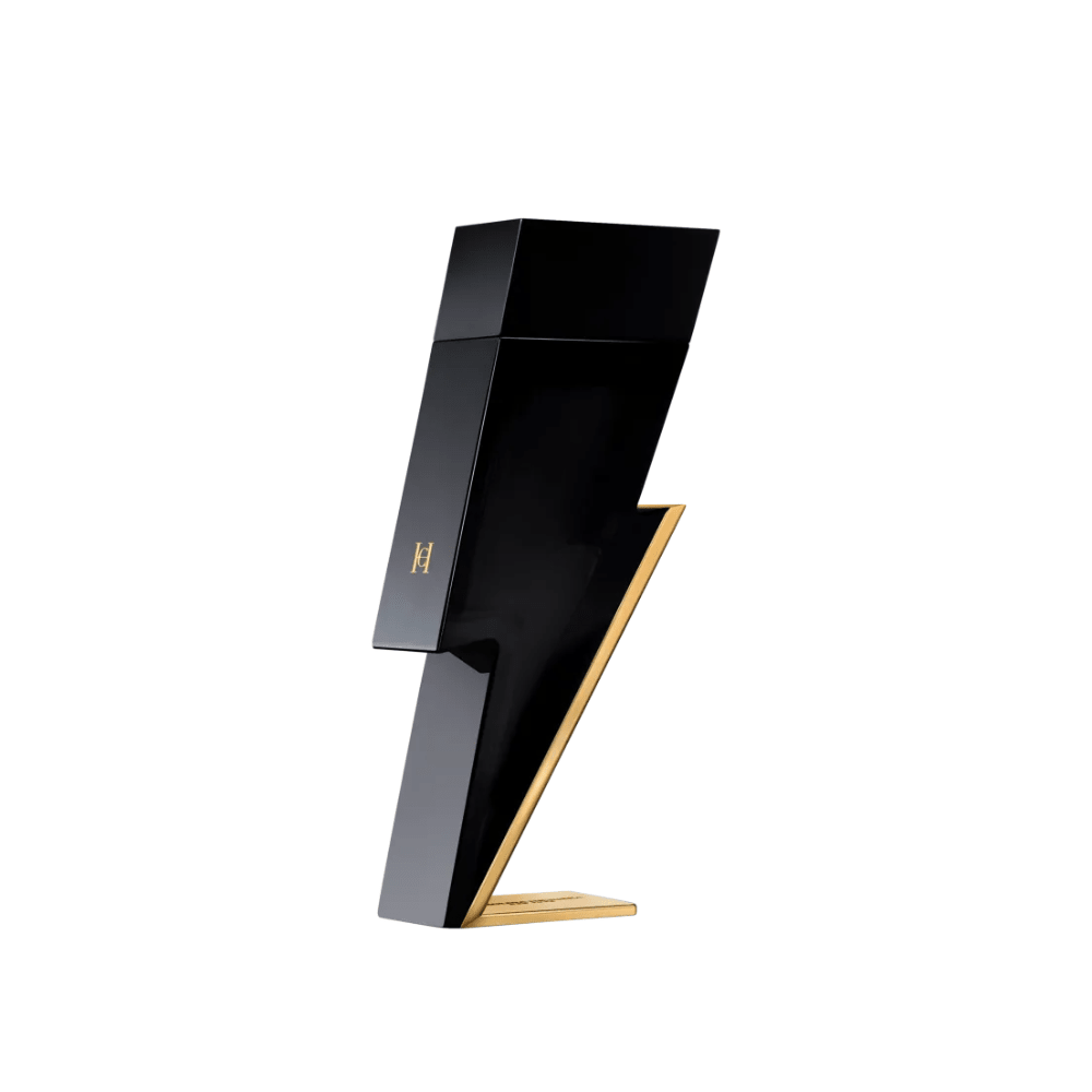 Frasco em formato de raio do perfume masculino Bad Boy, da Carolina Herrera