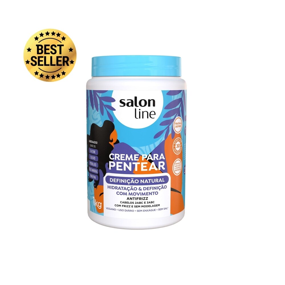Pote do Creme Para Pentear Definição Natural 1kg da Salon Line sobre fundo branco